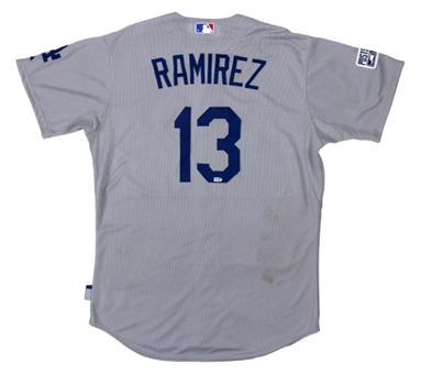 Hanley Ramirez Game Used 2014 Los Angeles Dodgers Postseason Road Jersey (His Last Game with the Team)